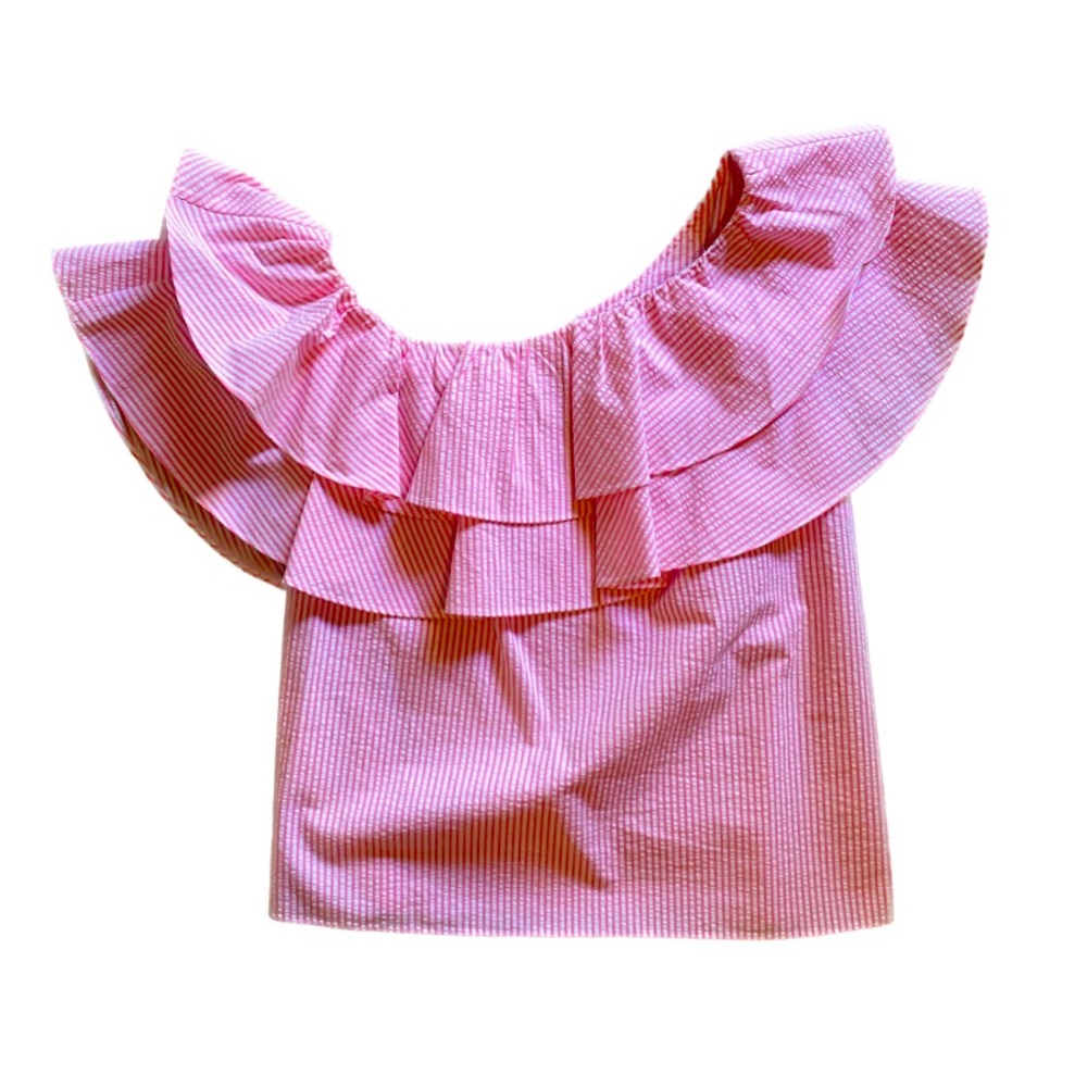 Lilly Pulitzer Seersucker Pink Ruffle Top